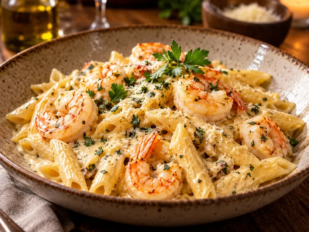 Penne aux crevettes à la crème fraîche LAMBA